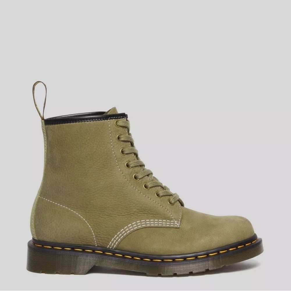 Men's Dr. Martens 1460 Tum Nubuck Leather Lace Up Boots, Sizes Mu Olive Size 14 - Picture 6 of 10